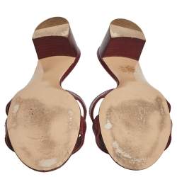 مملوكة مسبقًا Hermes Burgundy Patent Leather Oasis  Sandals Size 37