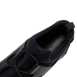 Pre Owned Hermes Black Leather And Fabric Low Top Sneakers Size 40