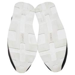 Pre Owned Hermes Black Leather And Fabric Low Top Sneakers Size 40