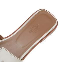 Pre Owned Hermès White Leather Oran Flat Sandals Size 38
