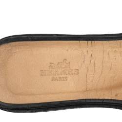 Pre Owned Hermes Black Leather Oran Sandals Size 37
