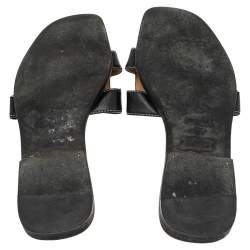 Pre Owned Hermes Black Leather Oran Sandals Size 37