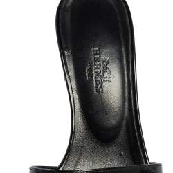Hermes Black Patent Leather View Slide Sandals Size 35