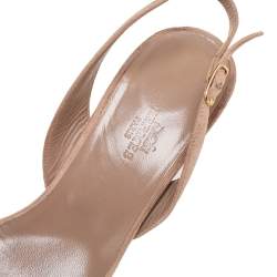 Pre Owned Hermes Beige Suede Night Slingback Sandals Size 38.5