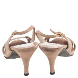 Pre Owned Hermes Beige Suede Night Slingback Sandals Size 38.5