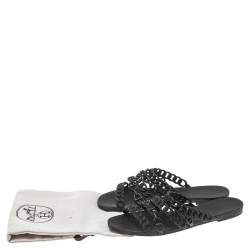 Pre Owned Hermes Black Jelly And Rubber D'ancre Chaine Flat Sandals Size 39