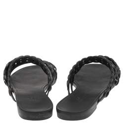 Pre Owned Hermes Black Jelly And Rubber D'ancre Chaine Flat Sandals Size 39