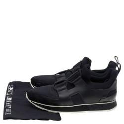 Pre Owned Hermes Black Leather And Neoprene Player Low Top Sneakers Size 40