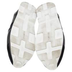 Pre Owned Hermes Black Leather And Neoprene Player Low Top Sneakers Size 40