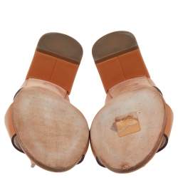 Pre Owned Hermés Natural Brown Leather Ostia Slide Sandals Size 37