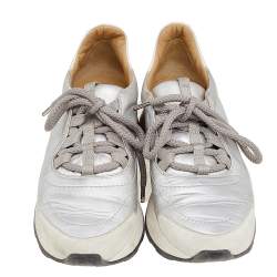 Hermès Multicolor Leather and Suede Miles Low Top Sneakers Size 37