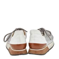 Hermès Multicolor Leather and Suede Miles Low Top Sneakers Size 37