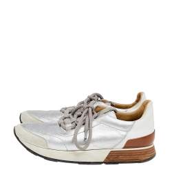 Hermès Multicolor Leather and Suede Miles Low Top Sneakers Size 37