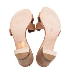 Hermes Brown  Leather Oasis  Sandals Size 37.5