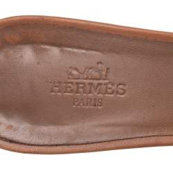 Hermes Brown  Leather Oasis  Sandals Size 37.5