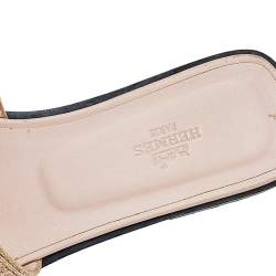 Pre Owned Hermes Blush Pink Twisted Metal Thread Oran Flat Sandals Size 38