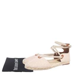 Hermes Beige Cotton Ole Drill Espadrille Flats Size 38