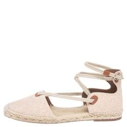 Hermes Beige Cotton Ole Drill Espadrille Flats Size 38