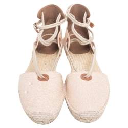Hermes Beige Cotton Ole Drill Espadrille Flats Size 38