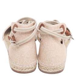 Hermes Beige Cotton Ole Drill Espadrille Flats Size 38