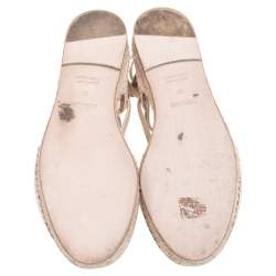 Hermes Beige Cotton Ole Drill Espadrille Flats Size 38