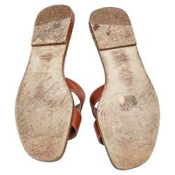 Hermes Brown Leather Oran Flat Sandals Size 38