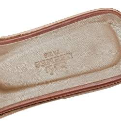 Hermes Brown Leather Oran Flat Sandals Size 38