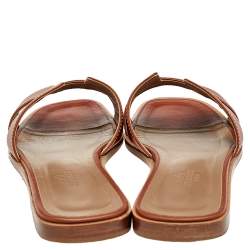 Hermes Brown Leather Oran Flat Sandals Size 38