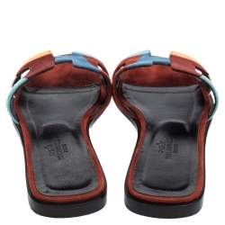 Hermes Multicolor Suede Oran Flat Sandals 36