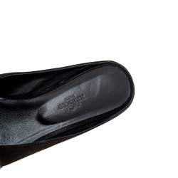 Hermes Black Suede And Glitter Roxane Mule Flats Size 39