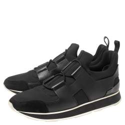 Pre Owned Hermés Black Neoprene, Leather and Suede Low-Top Sneakers Size 40