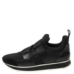 Pre Owned Hermés Black Neoprene, Leather and Suede Low-Top Sneakers Size 40