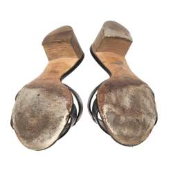 Pre Owned Hermes Black Leather Oasis Sandals 37