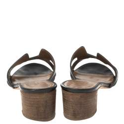 Pre Owned Hermes Black Leather Oasis Sandals 37