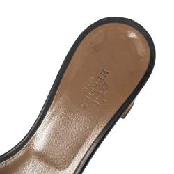 Pre Owned Hermes Black Leather Oasis Sandals 37