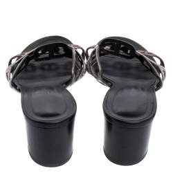 Hermès Metallic Silver Leather Chaine d'Ancre Sandals Size 38.5