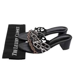 Hermès Metallic Silver Leather Chaine d'Ancre Sandals Size 38.5