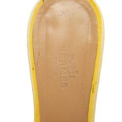 Pre Owned Hermes Yellow Leather Oasis Slide Sandals Size 38