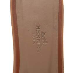 مملوكة مسبقًا Hermes Brown Leather Oran Flats Size 37.5