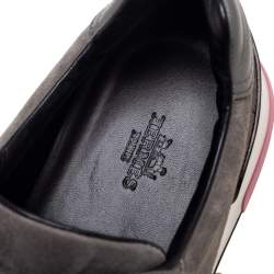 Pre Owned Hermes Grey Suede Trial Low-Top Sneakers Size 38