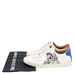 Pre Owned Hermés White Pégase Pop Print Leather Quicker Low Top Sneakers Size 36