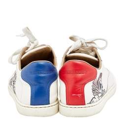 Pre Owned Hermés White Pégase Pop Print Leather Quicker Low Top Sneakers Size 36