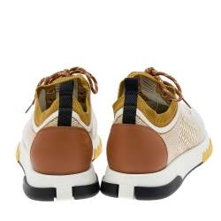 Hermes Multicolor Knit Fabric And Leather Addict Sneakers Size 39