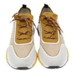 Hermes Multicolor Knit Fabric And Leather Addict Sneakers Size 39