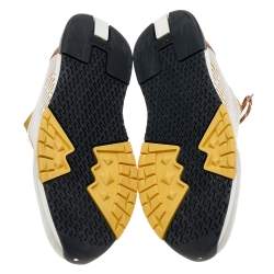 Hermes Multicolor Knit Fabric And Leather Addict Sneakers Size 39