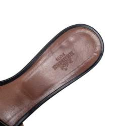 Hermes Black  Leather Oasis  Sandals Size 38.5