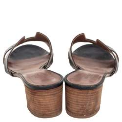 Hermes Black  Leather Oasis  Sandals Size 38.5