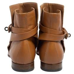 Pre Owned Hermes Tan Leather Neo Ankle Boots Size 39