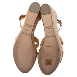 Pre Owned Hermés Light Orange Leather Ilana Espadrille Wedge Sandals Size 40