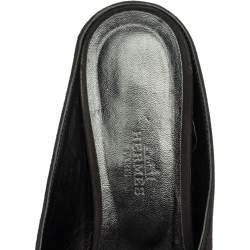 Pre Owned Hermes Black/Beige Suede Roxane Mules Size 37.5